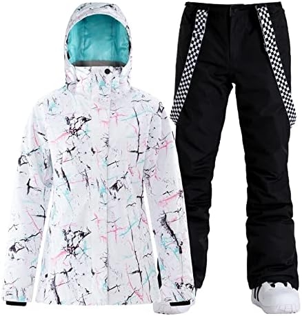 GSOU SNOW Womens Ski Jacket and Pants Set Snowsuits Snow Pants Insulated