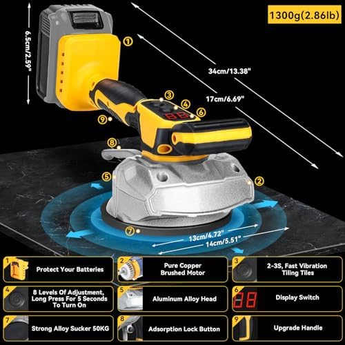 Ecarke Cordless Tile Vibration Tool Compatible with Dewalt 20V Battery
