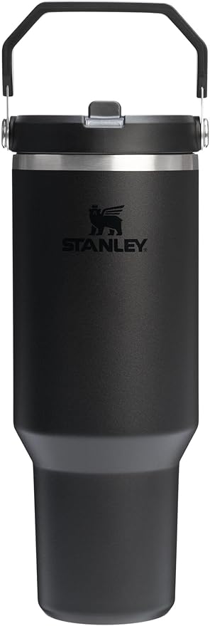 STANLEY IceFlow 2.0フリップストローステンレスタンブラーハンドル付き 40オンス | ツイストオン蓋とフリップアップストロー | 漏れ防止ウォーターボトル | 真空断熱ステンレス | BPAフリー | ブラック 2.0