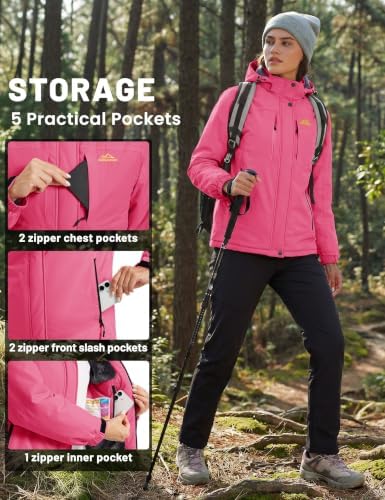 TACVASEN Women's Snow Ski Jacket Winter Warm Fleece Coat with Hood