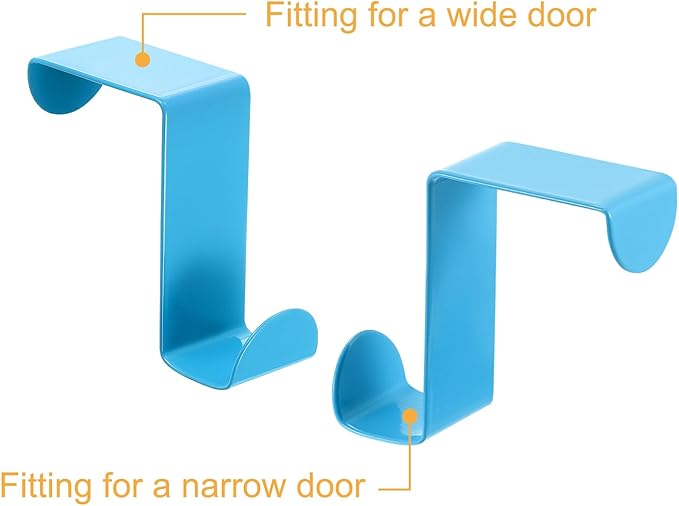 uxcell Over The Door Hooks,2pcs - Stainless Steel Door Hangers Hooks, S-Shaped Double Hooks for Hanging Clothes, Hats, Towels (Blue)