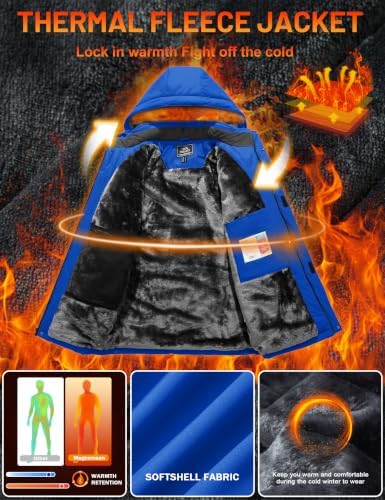 MAGCOMSEN Men's Winter Ski Jacket Waterproof Snow Fleece Lined Warm Coats