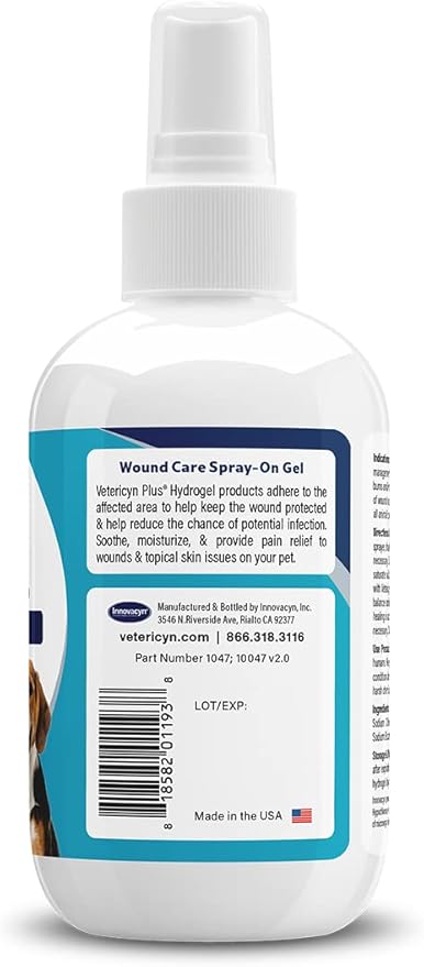 Vetericyn Plus Dog Wound Care Hydrogel Spray | Healing Aid and Wound Protectant, Sprayable Gel to Relieve Dog Itchy Skin, Safe for All Animals. 3 Ounces