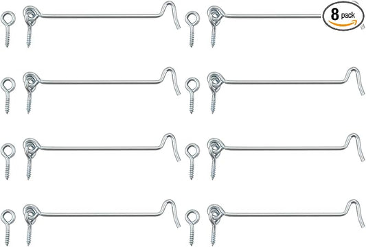 8 Pcs 4 inches Cabin Hook Eye Latch Gate Door Swivel Window Door Hook with Mounting Screws (Sliver, 4 inches)