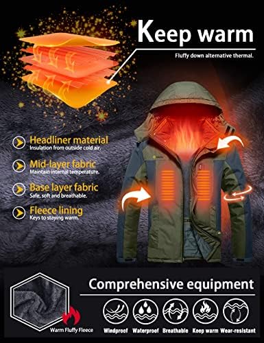 GEMYSE Men's Winter Ski Jacket Waterproof Snow Coat with Detachable Hood