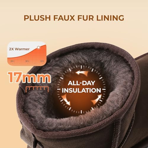 DREAM PAIRS Women's Genuine Suede Winter Mini Snow Boots