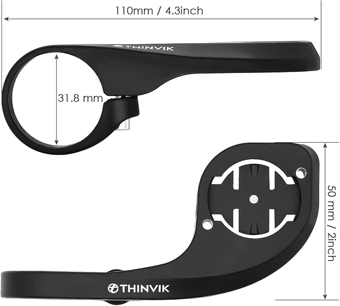 Thinvik Egde Out Front Bike Computer Mount for Garmin Edge 840/830/820/810/800/540/530/520/Plus/520/510/500/200/25 Touring and Touring Plus Compatible with 31.8/25.4mm Handlebar (Basic - Printed Logo)