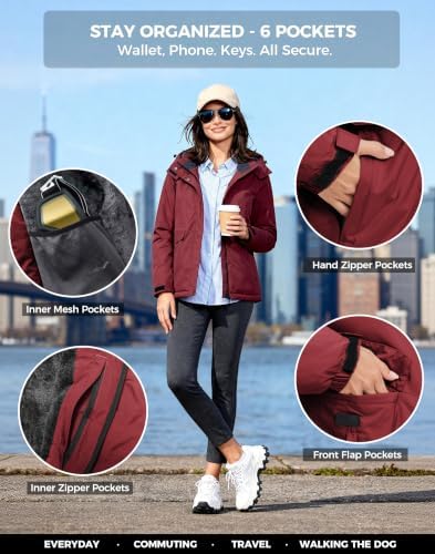 wantdo Women's Waterproof Ski Jacket Warm Fleece Lined Snow Winter Coat