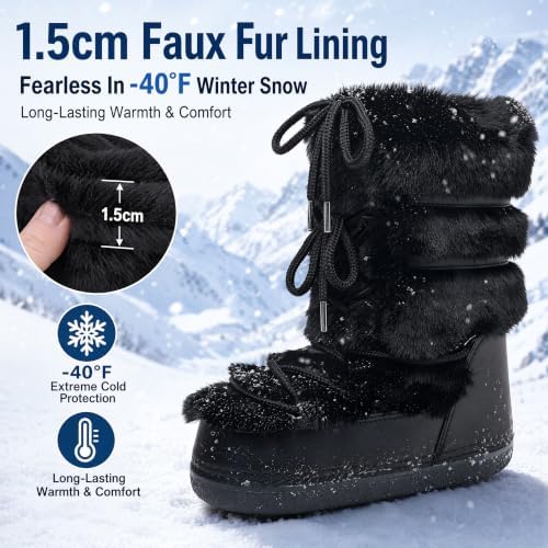 Furry Faux Fur Boots for Women Fuzzy Fluffy Winter Snow Boots Mid Claf