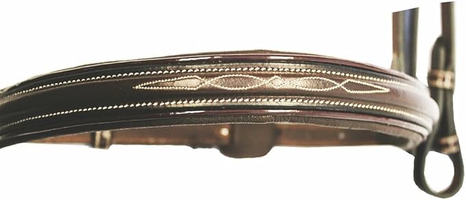 Henri de Rivel Pro Mono Crown Fancy Bridle with Patent Leather Piping and Laced Reins