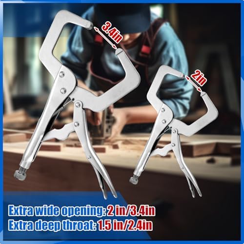 Yexiya 8 Pack 11 Inch 6 Inch Locking C Clamp Locking Pliers Adjustable Welding Clamp Heavy Duty Alloy Steel with Regular Tip for Woodworking Shop Home Farm