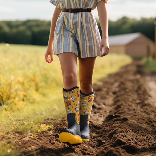 HISEA Women's Mud Rain Boots, Waterproof Tall Garden Shoes