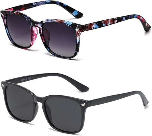 DUSHINE 偏光サングラス レディース クラシックレトロスタイル UV400保護
