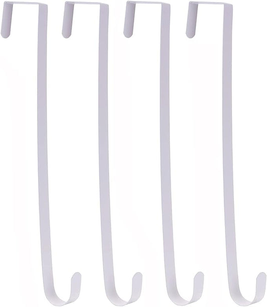 Sattiyrch 15" Wreath Hanger for Front Door,Sturdy Steel Wreath Door Hanger,Over The Door Hanger Hook (White,4)