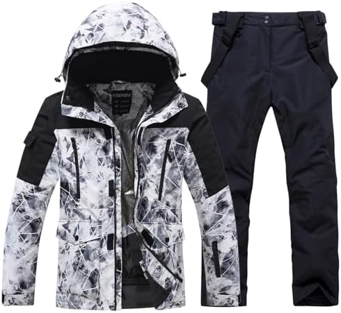 Men's Jacket and Pants Set Insulated Waterproof Waterproof Snowboard Snowsuits for Snow Sport