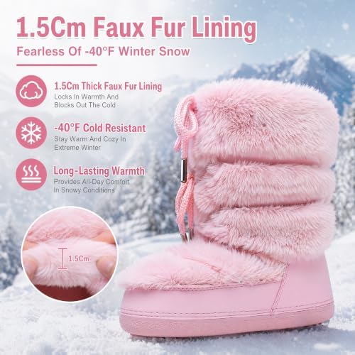 Furry Faux Fur Boots for Women Fuzzy Fluffy Winter Snow Boots Mid Claf