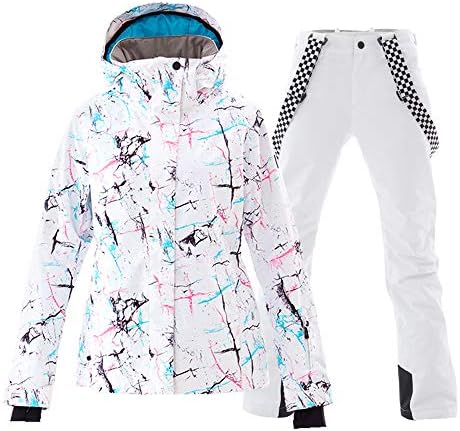 Women's Ski Jackets and Pants Set Windproof Waterproof Insulated Snowsuit Winter Warm Snowboarding Snow Coat