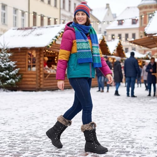 GLOBALWIN Women's Snow Boots Waterproof Mid-Calf Winter Boots with Thermal Fleece Lining, Insulated Cold Weather Protection, and Non-Slip Sole for Snowy Commutes