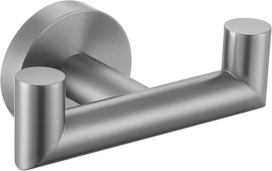 Angle Simple Double Towel Hook, SUS304 Stainless Steel Bathroom Robe Hook for Wall, Hand Towel Holder, Gunmetal Gray