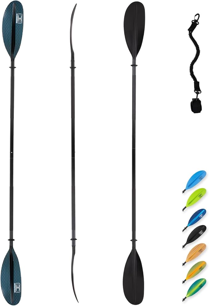 OCEANBROAD カヤックパドル 86インチ/218cm、90.5インチ/230cm、95インチ/241cm 合金シャフト カヤックボート カヌー用オール（パドルリーシュ付き）