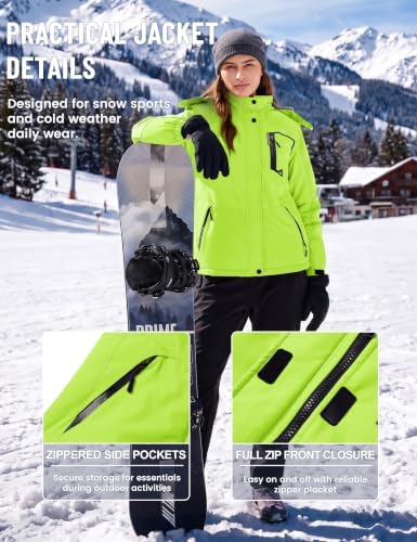 TACVASEN Women's Winter Coats Waterproof Snow Ski Jacket Warm Fleece