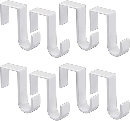 1st Choice Over The Door Hooks 8 Pack, Reversible Sturdy Hooks Fits 1 3/8' and 1 3/4' Door Widths, Plastic Hook Hanger for Hanging Clothes, Towels, White