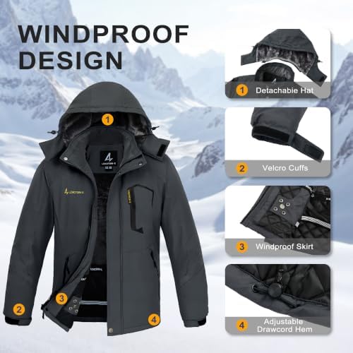 Mens Winter Jacket Ski Snow Waterproof Puffer Parka Coats