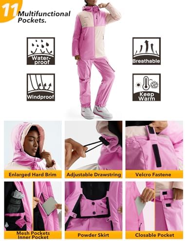 GEMYSE Women's Ski Snowsuit Waterproof snow Jacket and Pants Set