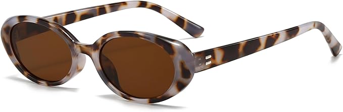 Retro Oval Sunglasses for Women Men Fashion Small Oval Sunglasses 90s Vintage Shades