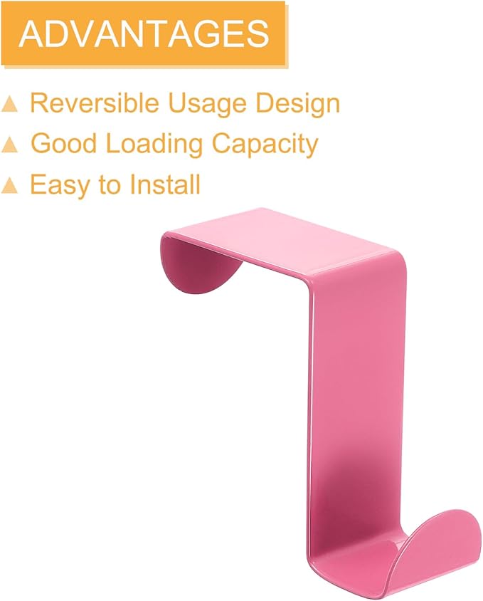 uxcell Over The Door Hooks,2pcs - Stainless Steel Door Hangers Hooks, S-Shaped Double Hooks for Hanging Clothes, Hats, Towels (Pink)