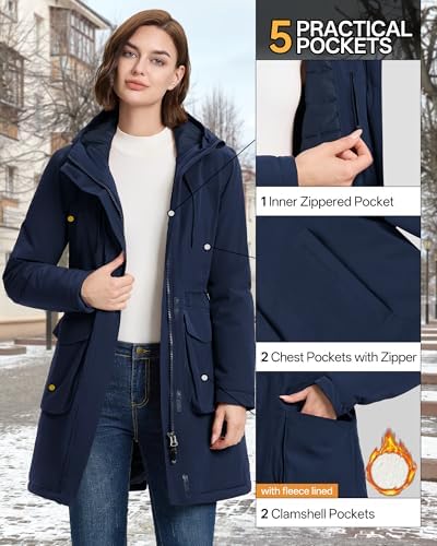 33,000ft Women's Waterproof Winter Coat Long Insulated Jacket with hood