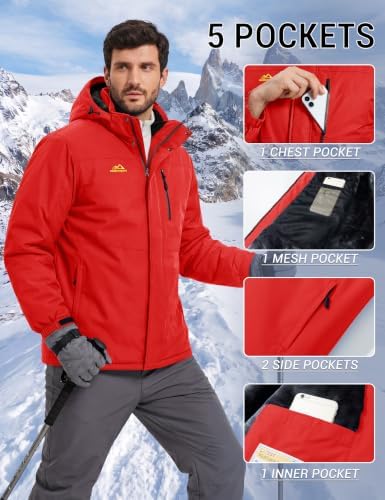 MAGCOMSEN Men's Winter Ski Jacket Waterproof Snow Fleece Lined Warm Coats