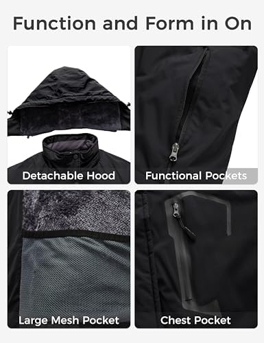 wantdo Women's Plus Size Ski Jacket Waterproof Winter Coat Snow Jacket Hood
