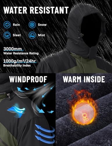 TACVASEN Men's Winter Skiing Jackets Waterproof Thermal Snowboard Coats