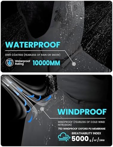 WULFUL Men's Waterproof Ski Jacket Warm Winter Coats Windproof Winter Jackets for Men Fleece Lined Windbreaker with Hood