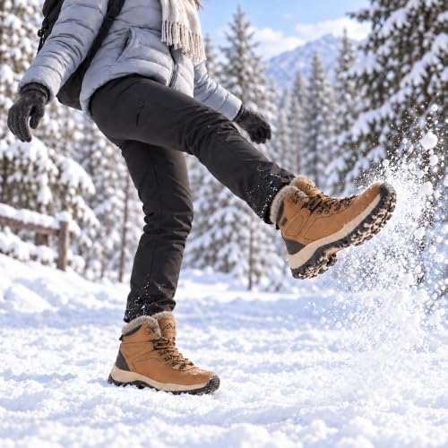 CC-Los Women's Ankle Hiking Winter Snow Boots Faux Fur Lined Warm
