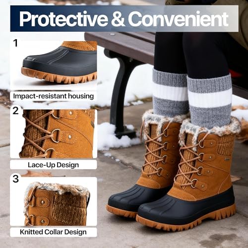 FREE SOLDIER Women's Waterproof Winter Cold Weather Snow Boots for Women Outdoor Fashion Duck Boots Comfortable Insulated