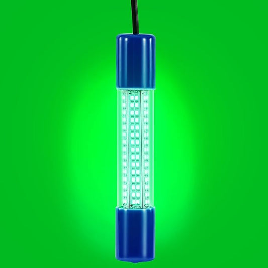 18W水中集魚灯、IP68防水 DC 12-24V LED水中集魚灯 魚誘引ルアー灯 クラッピー・エビ・イカ・ナマズ用 バッテリークランプ付き 16.4ftケーブル 緑/青/白色光