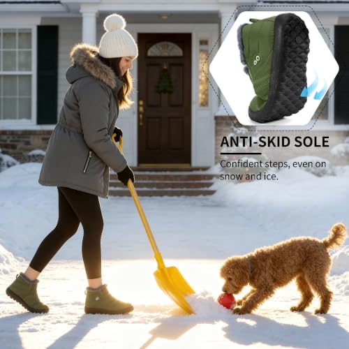 HARENCE Snow Boots for Women Winter Boot with Comfortable Warm Fur Lined Ankle Booties Outdoor Slip On Waterproof Short Boots