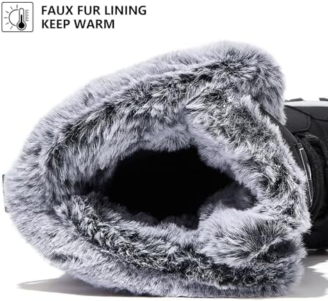 HOBIBEAR Women's Mid-Calf Faux Fur Snow Boots, Water-Resistant Winter Boots