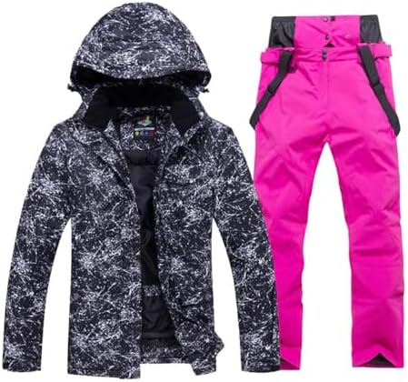 Women's Ski Jackets and Pants Set Waterproof Insulated Snowsuit Winter Warm Skisuit Fashion Snowboarding Snow Coat