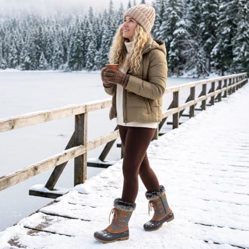 STQ Womens Winter Snow Boots, Waterproof Insulated Mid-Calf Duck Boots