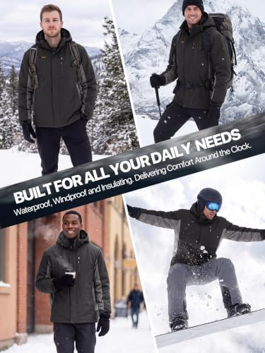 FREE SOLDIER Men's Winter Ski Snow Jacket Warm Fleece Lined Coats