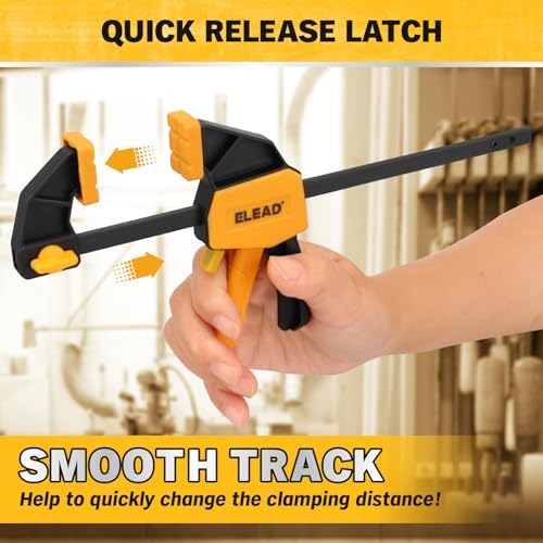 6" Mini Bar Clamps for Woodworking, 2-Piece One-Handed F Clamp/Spreader, 75LBS Load Limit Wood Clamp, Quick Release Grip Clamps for Table Wood Working, Light-duty Tools