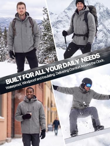 FREE SOLDIER Men's Winter Ski Snow Jacket Warm Fleece Lined Coats