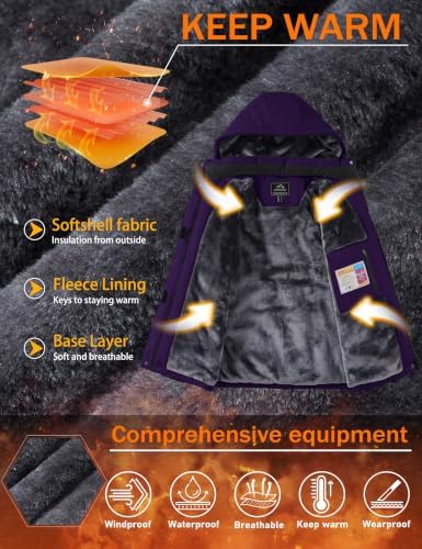 MAGCOMSEN Womens Winter Coats Waterproof Ski Snow Jackets Warm Thermal Coat
