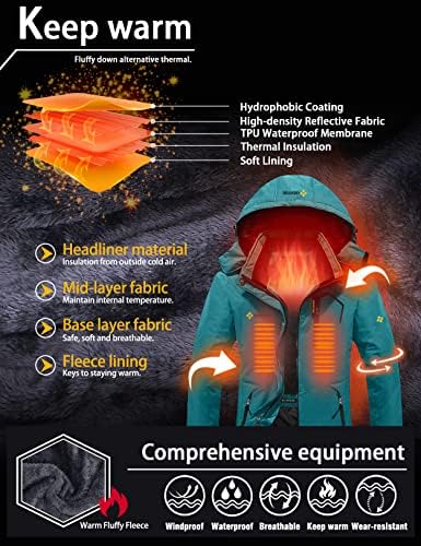 GEMYSE Women's Waterproof Ski Jacket Warm Winter Coat with Detachable Hood