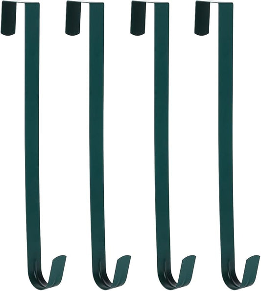 Sattiyrch 15" Wreath Hanger for Front Door,Sturdy Steel Wreath Door Hanger,Over The Door Hanger Hook (Green,4)