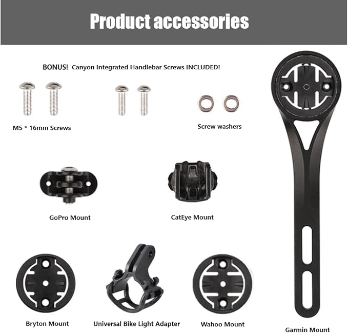 Integrated Aero Handlebar Out Front Cycling Computer Road Bike Mount Compatible with Garmin, Wahoo, CatEye, and Bryton with GoPro Action Camera and Bike Light Attachment