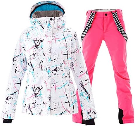 Women's Ski Jackets and Pants Set Windproof Waterproof Insulated Snowsuit Winter Warm Snowboarding Snow Coat